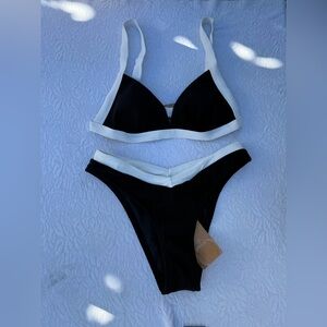 Black & White Contrast Bikini Set - Women